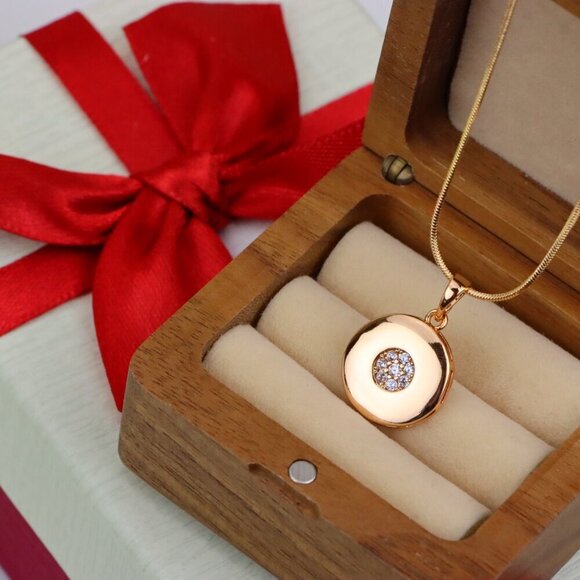 "Rose Gold Round Pendant with Center CZ Stones – Elegant Finish, XPPT1203 - Picture 9 of 13